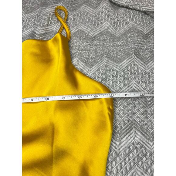 River Island Petite Lace Cowl Neck Butter Yellow Slip Dress Midi Feminine - Picture 10 of 11